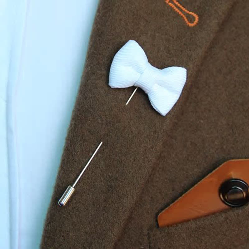 Men's Wedding Boutonniere Bow Tie Shape Cloth Lapel Pin - image 11