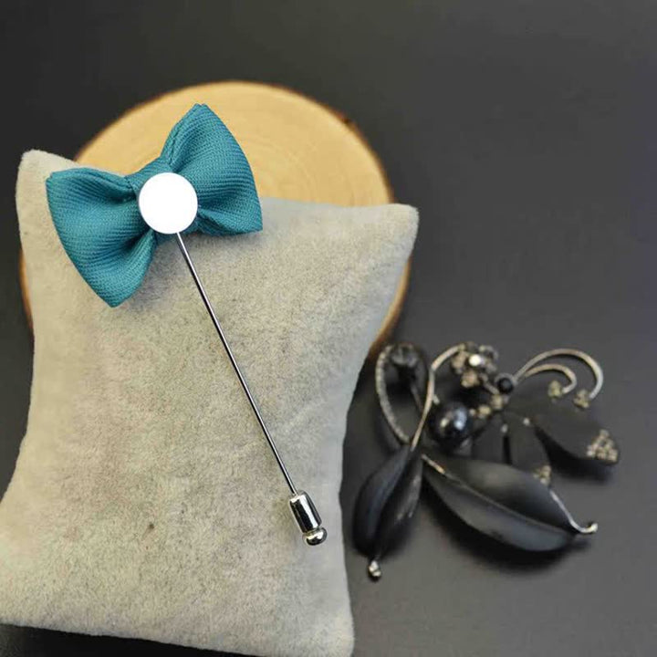 Men's Wedding Boutonniere Bow Tie Shape Cloth Lapel Pin - image 8