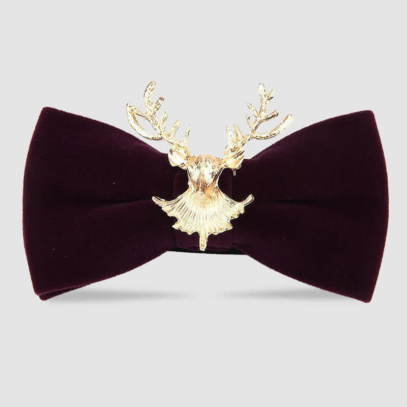 Deer Head Metal Decor Festive Holiday Bow Tie - Dark Purple - image 12