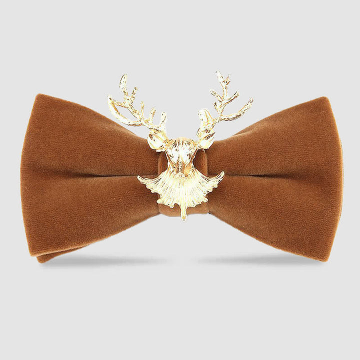 Deer Head Metal Decor Festive Holiday Bow Tie - Camel - image 13