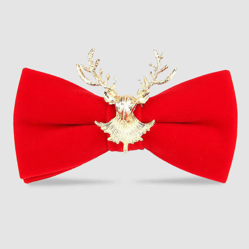 Deer Head Metal Decor Festive Holiday Bow Tie - Brignt Red - image 10