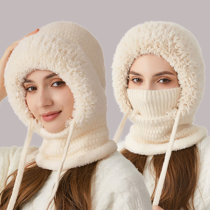 3 In 1 Plush Knitted Beanie Hat With Scarf And Mask - image 12