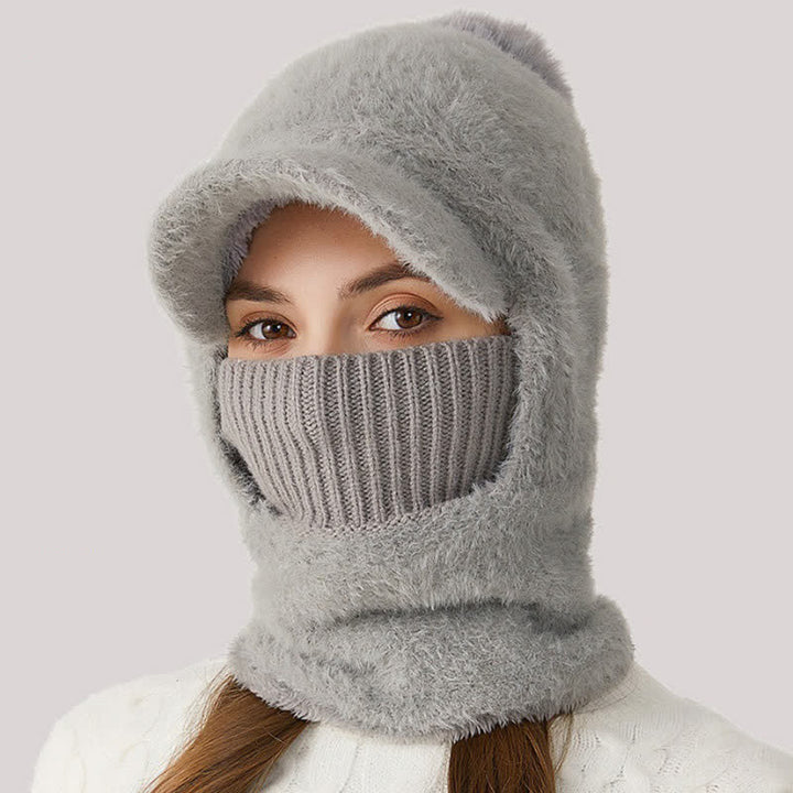 3 In 1 Visor Desgin Knitted Beanie Hat With Scarf And Mask - image 2