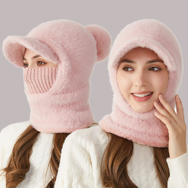 3 In 1 Visor Desgin Knitted Beanie Hat With Scarf And Mask - image 13