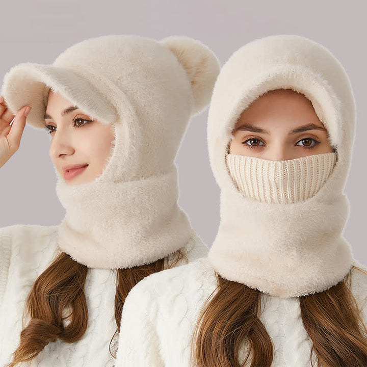 3 In 1 Visor Desgin Knitted Beanie Hat With Scarf And Mask - image 11