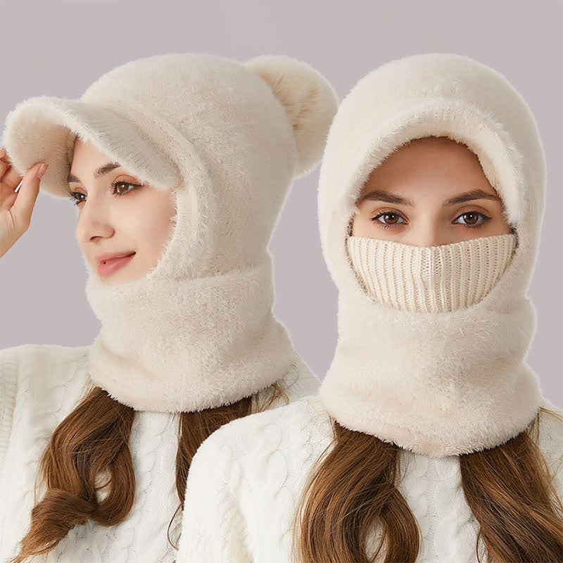 3 In 1 Visor Desgin Knitted Beanie Hat With Scarf And Mask - image 11