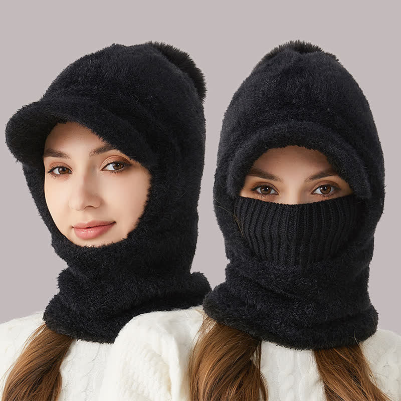 3 In 1 Visor Desgin Knitted Beanie Hat With Scarf And Mask - image 7