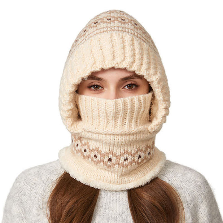 3 In 1 Ethnic Jacquard Knitted Beanie Hat With Scarf And Mask - image 1