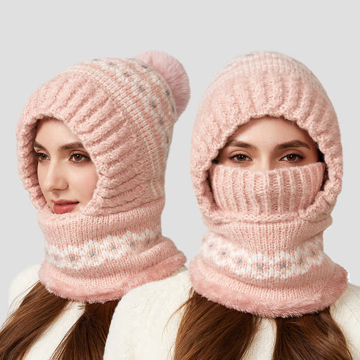 3 In 1 Ethnic Jacquard Knitted Beanie Hat With Scarf And Mask - image 18