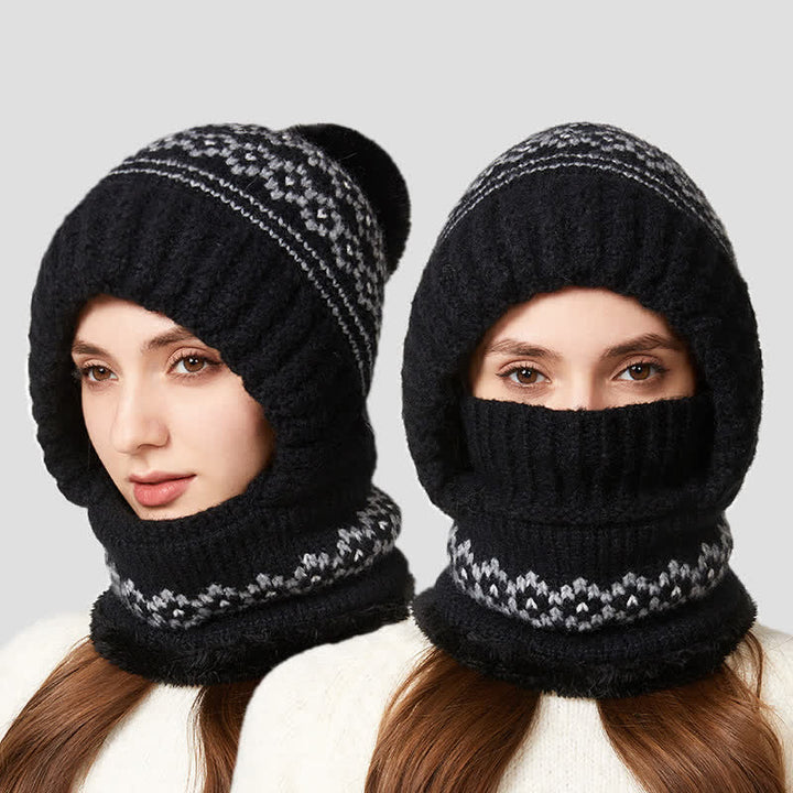 3 In 1 Ethnic Jacquard Knitted Beanie Hat With Scarf And Mask - image 6