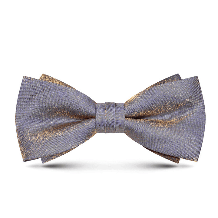 Men's Gentleman Fish Tail Shaped Solid Color Bow Tie - Style #2 - Grey - image 6