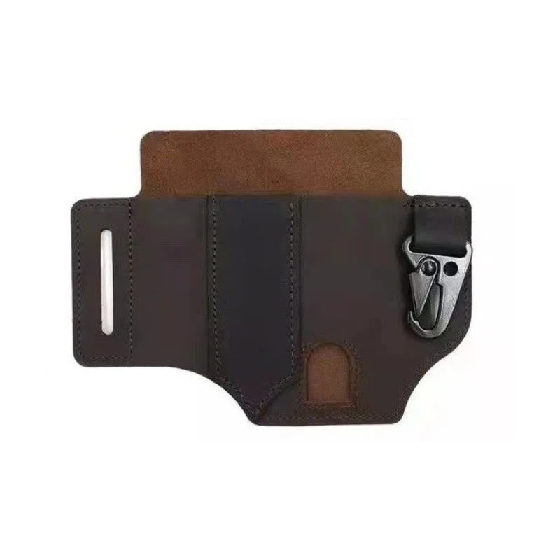 Outdoor Survival Tactical Wallet Leather Belt Bag - Brown - image 1