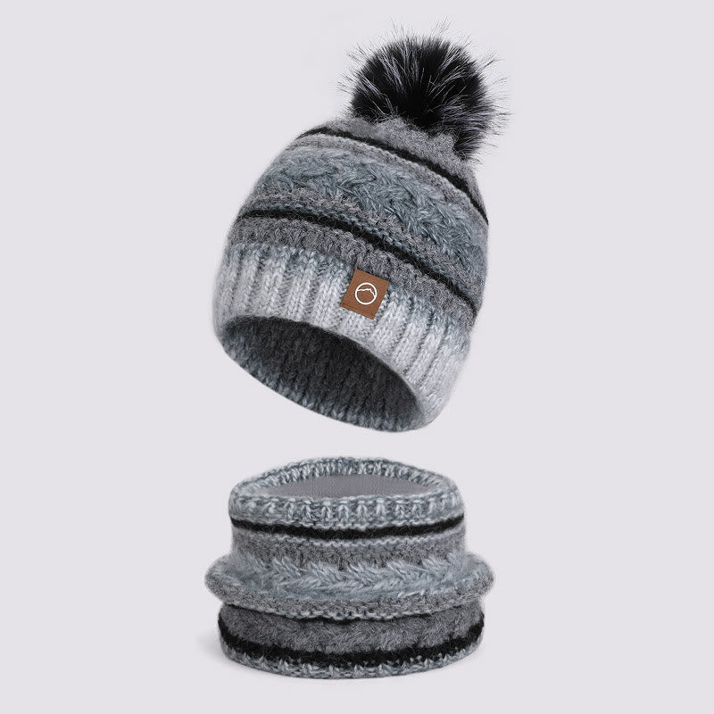 2Pcs Colorful Winter Keep Warm Neck Gaiter Knitted Hat - Style #2 - Adjustable (21 5/8"-23 5/8") - image 2