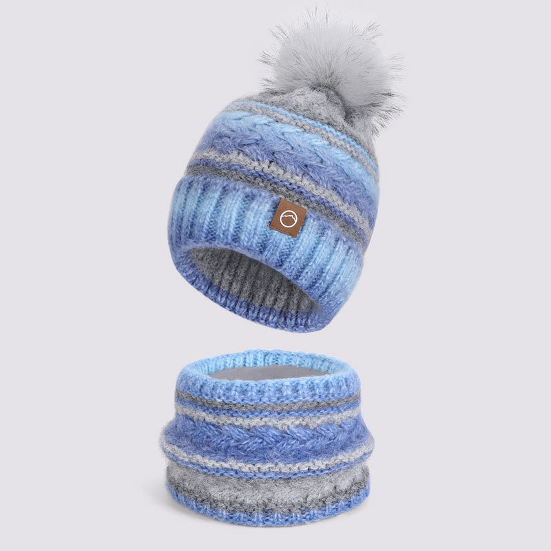 2Pcs Colorful Winter Keep Warm Neck Gaiter Knitted Hat - Style #6 - Adjustable (21 5/8"-23 5/8") - image 6