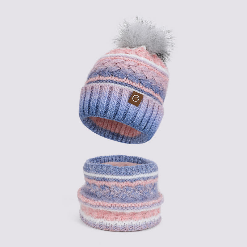 2Pcs Colorful Winter Keep Warm Neck Gaiter Knitted Hat - Style #5 - Adjustable (21 5/8"-23 5/8") - image 5