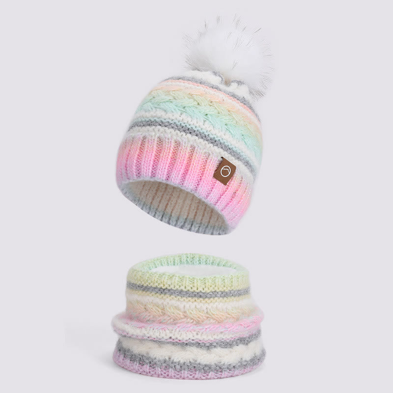 2Pcs Colorful Winter Keep Warm Neck Gaiter Knitted Hat - Style #4 - Adjustable (21 5/8"-23 5/8") - image 4