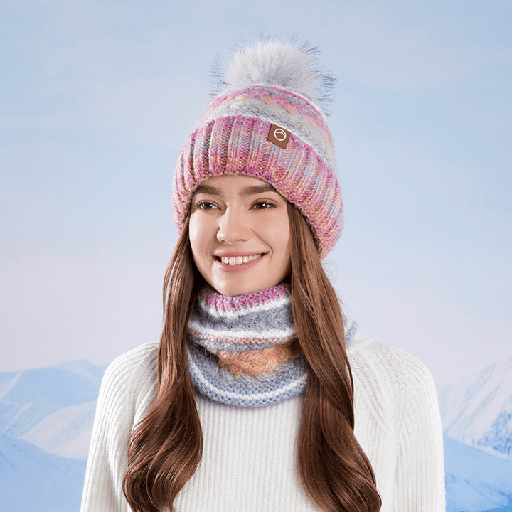 2Pcs Colorful Winter Keep Warm Neck Gaiter Knitted Hat - image 1