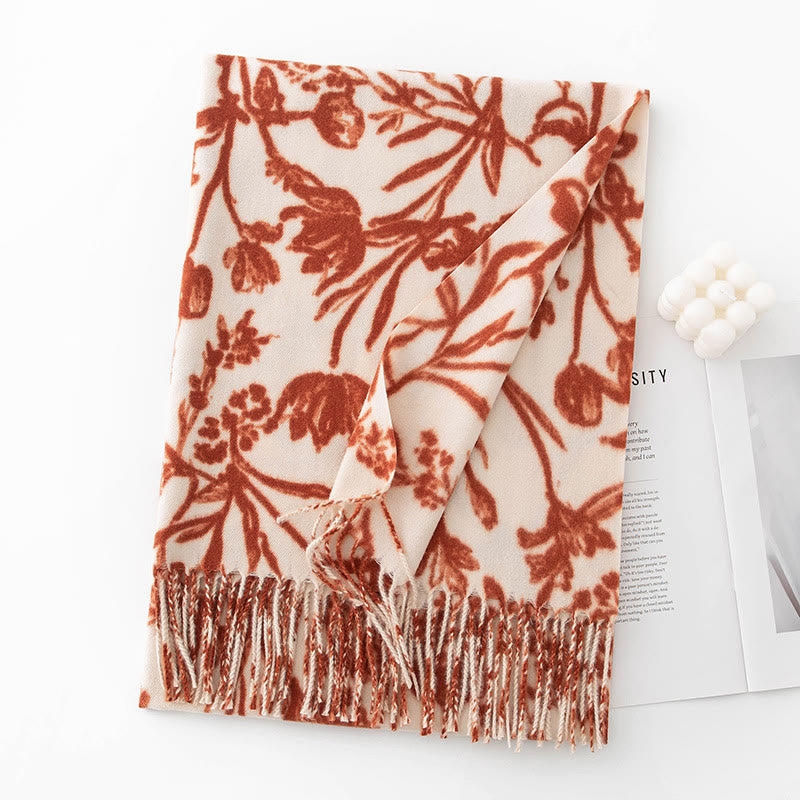 Women's Winter Warm Flower Printed Shawl Scarf - Style #1 - image 2