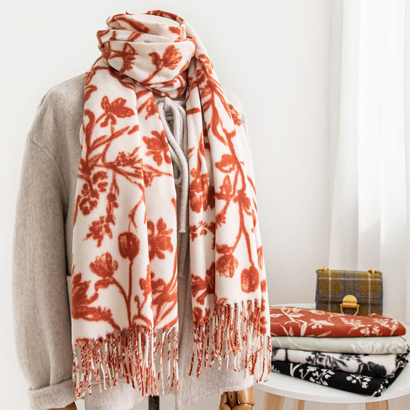 Women's Winter Warm Flower Printed Shawl Scarf - image 0