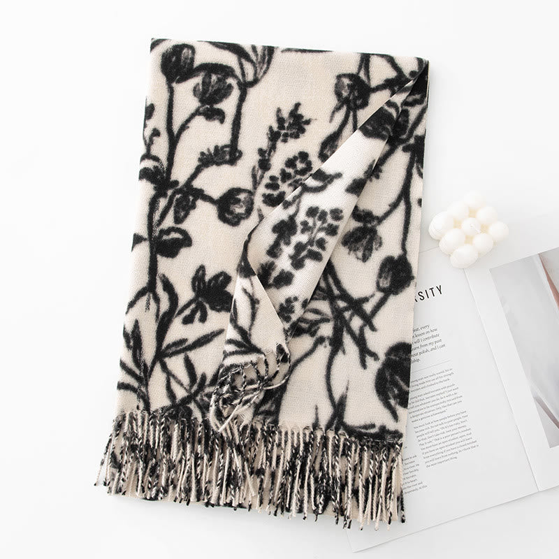 Women's Winter Warm Flower Printed Shawl Scarf - Style #2 - image 3