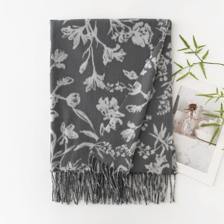 Women's Winter Warm Flower Printed Shawl Scarf - Style #5 - image 6