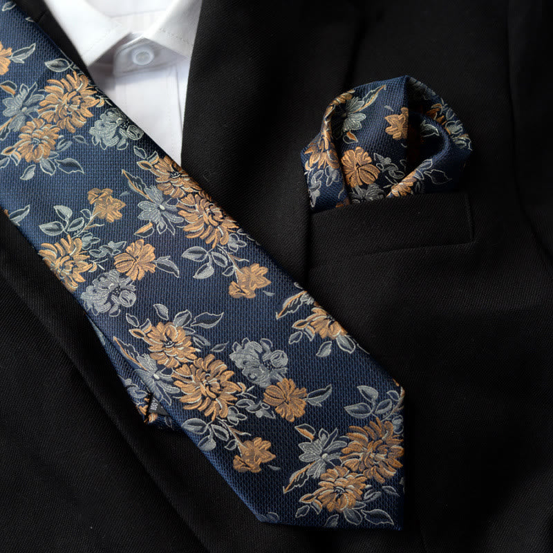 5Pcs Men's Blue Flower Pattern Bow Ties Gift Box - image 1