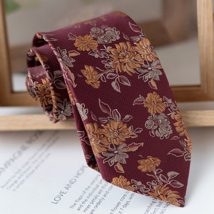 5Pcs Men's Burgundy Flower Pattern Bow Ties Gift Box - image 3