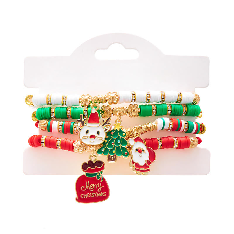 4Pcs Christmas Colored Woven Soft Ceramic Bracelet - Style #1 - image 1