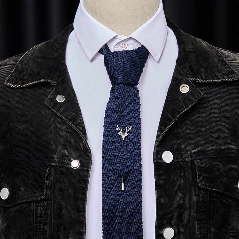 Men's Festival Knitted Necktie With Deer Brooch Pin - image 12