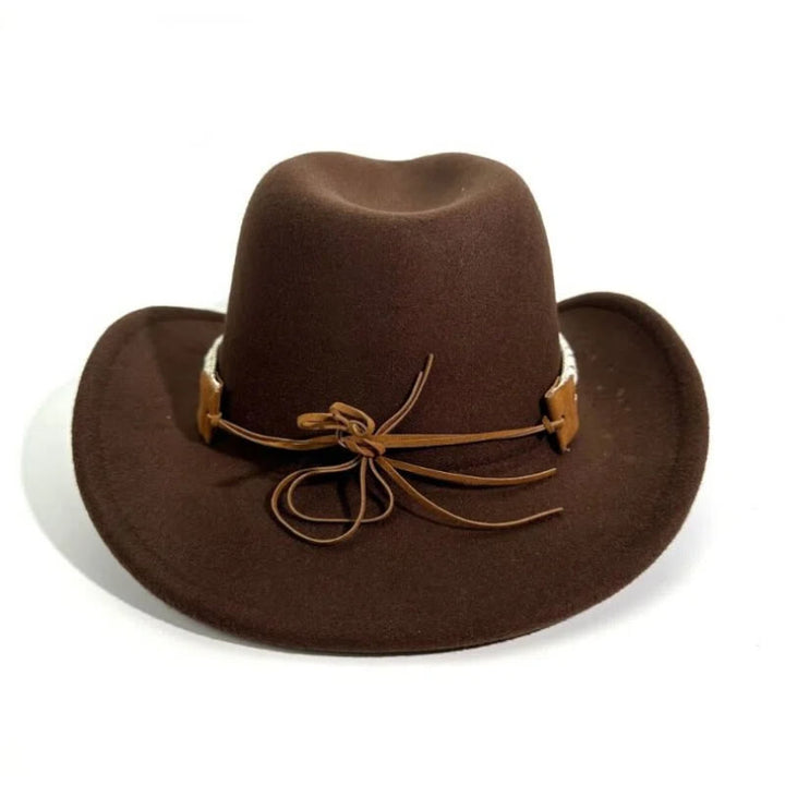 Men's Western Style Metal Bullhead Brim Belt Cowboy Hat - image 3