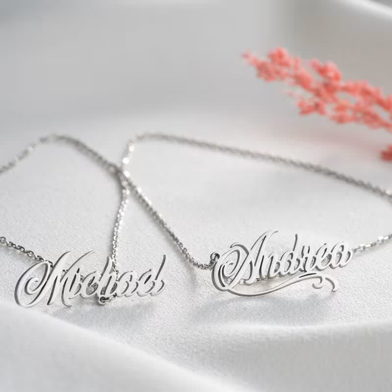 Elegant Chic Custom Names Brooch With Chain - image 1