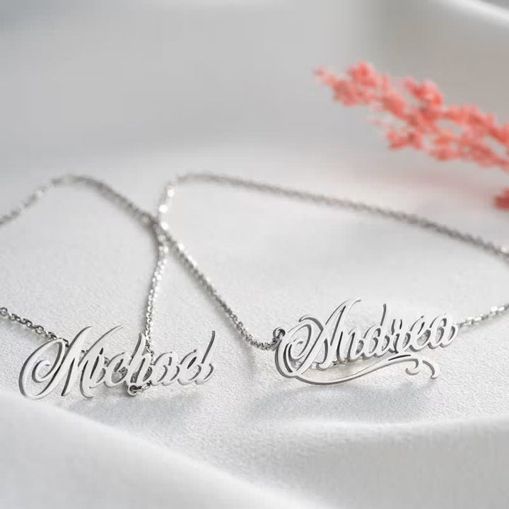 Elegant Chic Custom Names Brooch With Chain - image 1