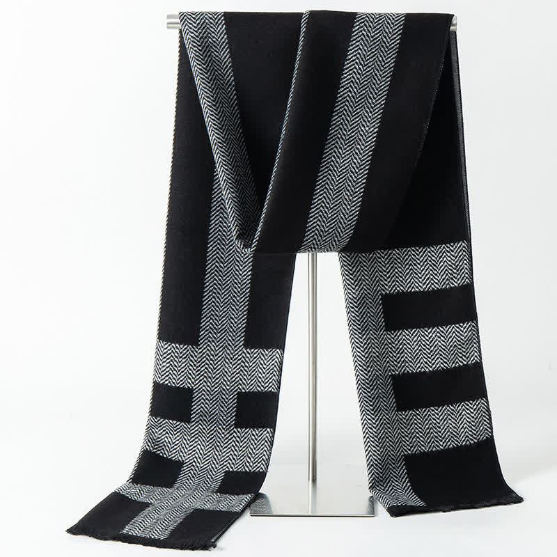 Men's British Style Checked Pattern Warm Long Scarf - Style #8 - image 10