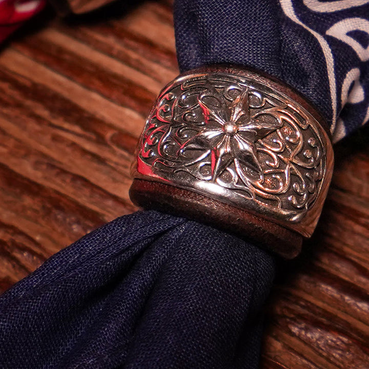 Hexagram Round Button Cashew Printed Pocket Square - image 0