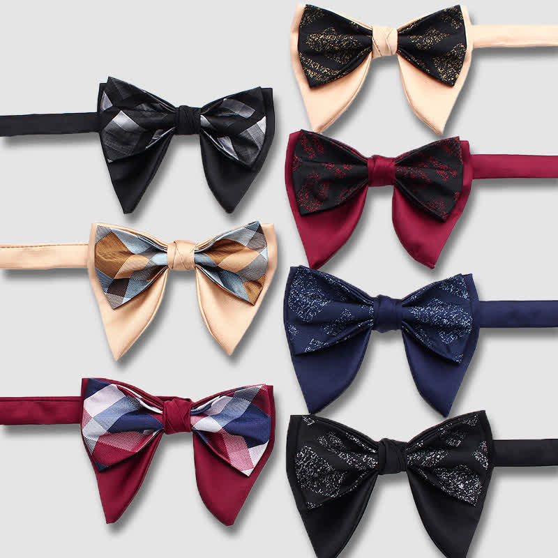 Retro Patternn Double Layers Oversized Pointed Bow Tie - image 0