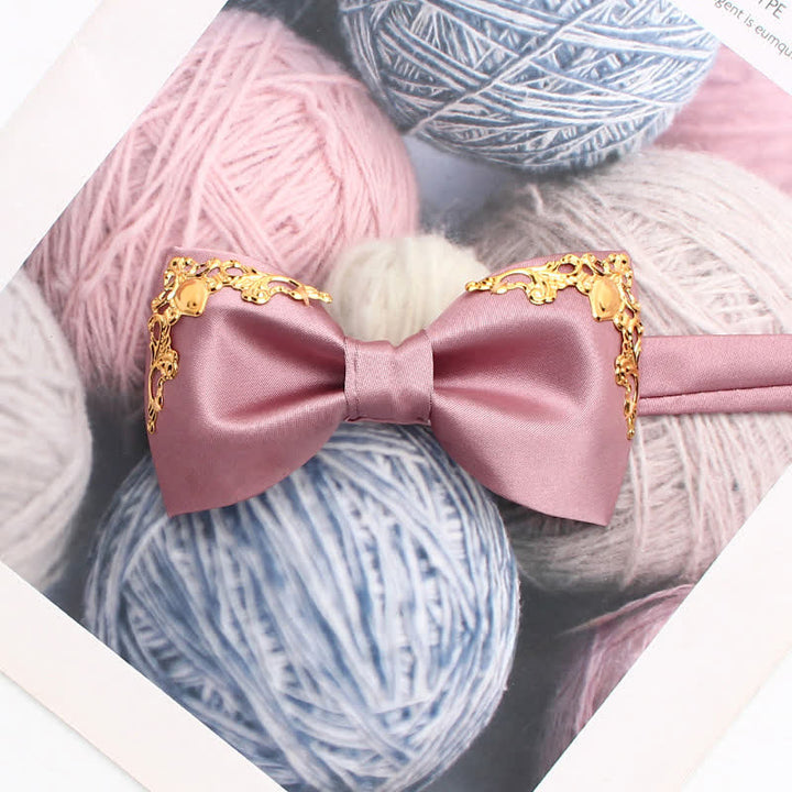 Styilsh Gilded Accent Wedding Bow Tie - Pink - image 7