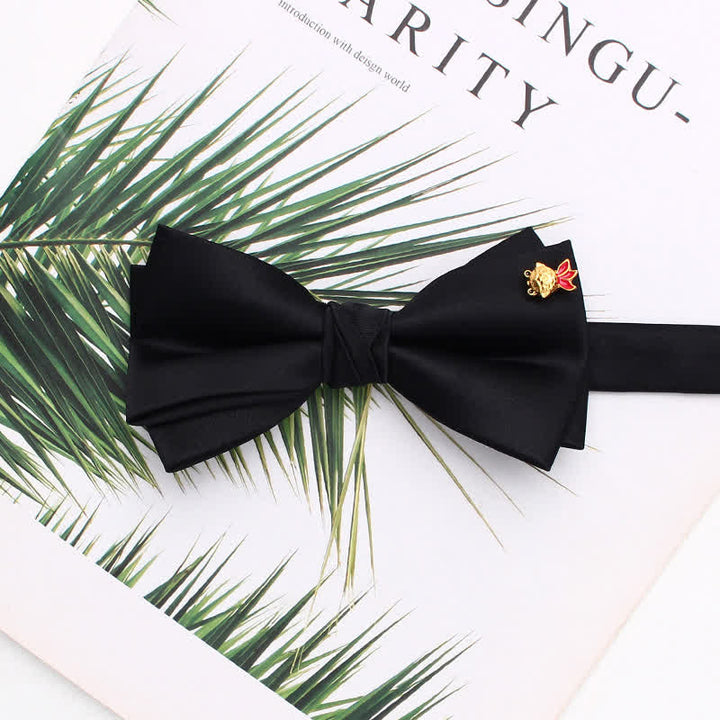 Elegant Metallic Accents Black Double Layers Bow Tie - Style #11 - image 14