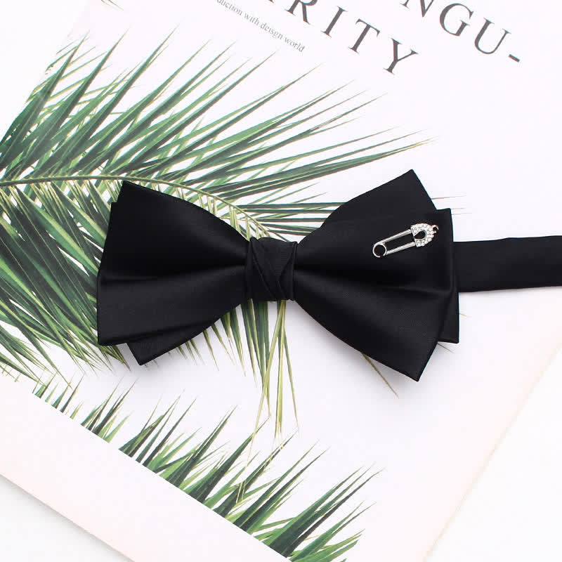 Elegant Metallic Accents Black Double Layers Bow Tie - Style #14 - image 17
