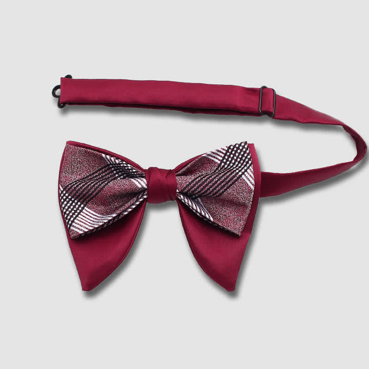 Formal Plaid Striped Double Layers Oversized Pointed Bow Tie - image 3