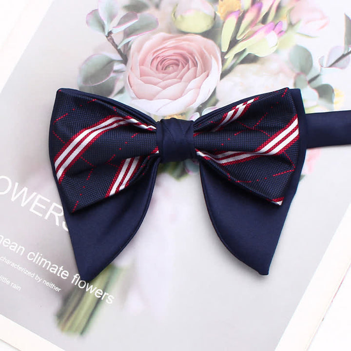Formal Plaid Striped Double Layers Oversized Pointed Bow Tie - Style #16 - image 21