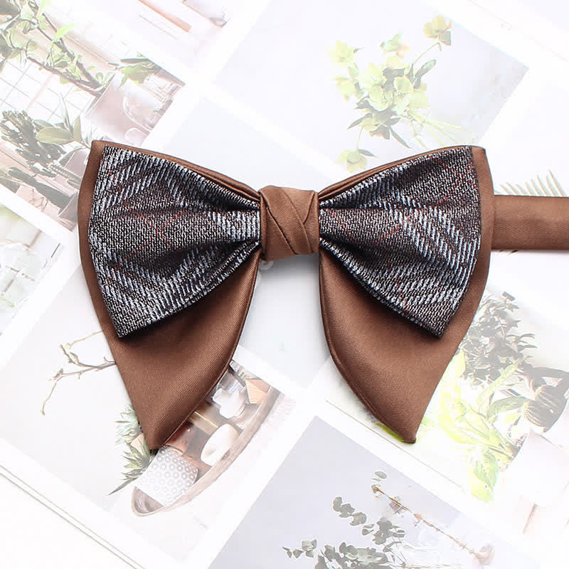 Formal Plaid Striped Double Layers Oversized Pointed Bow Tie - Style #13 - image 18