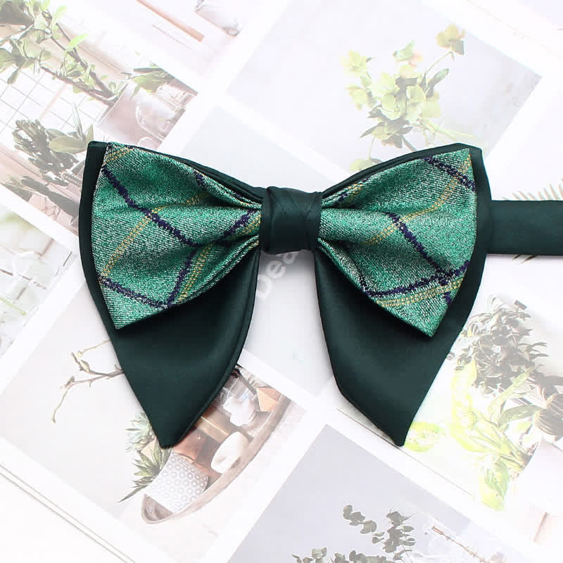 Formal Plaid Striped Double Layers Oversized Pointed Bow Tie - Style #6 - image 11