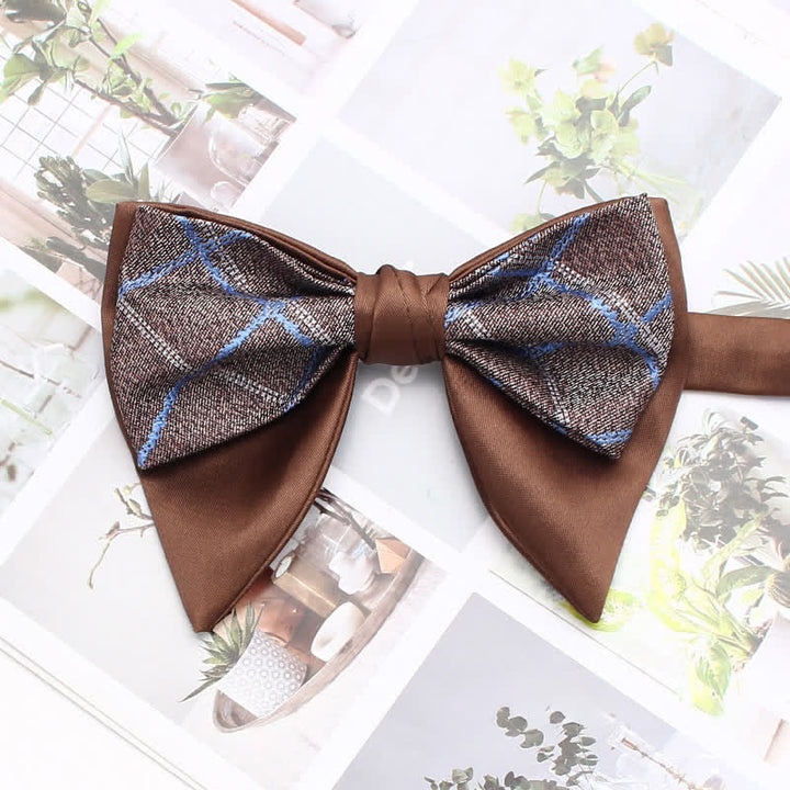 Formal Plaid Striped Double Layers Oversized Pointed Bow Tie - Style #8 - image 13