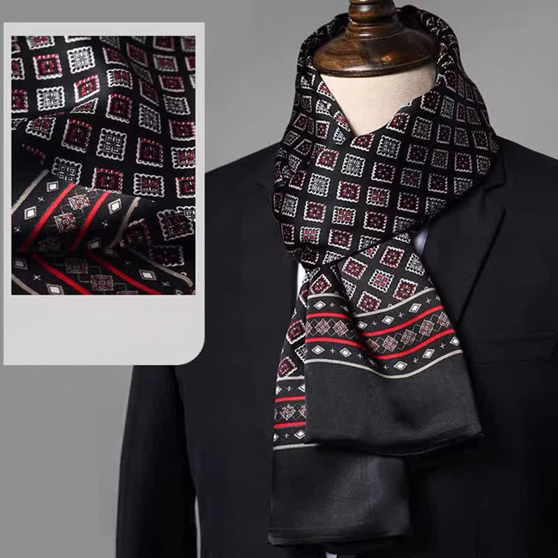Men's Double-Sided Formal Pattern Long Pure Silk Scarf - Style #5 - image 4