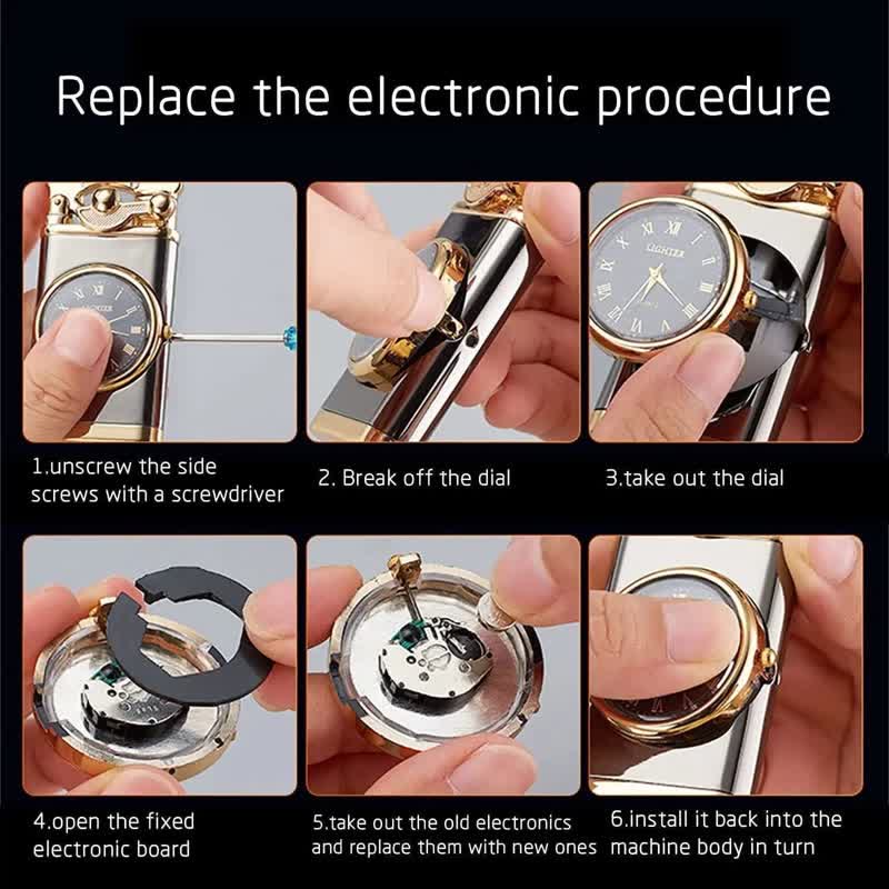 Creative Dial Rocker Arm Inflatable Butane Lighter With Clock - image 5
