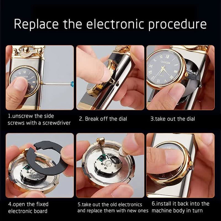 Creative Dial Rocker Arm Inflatable Butane Lighter With Clock - image 5