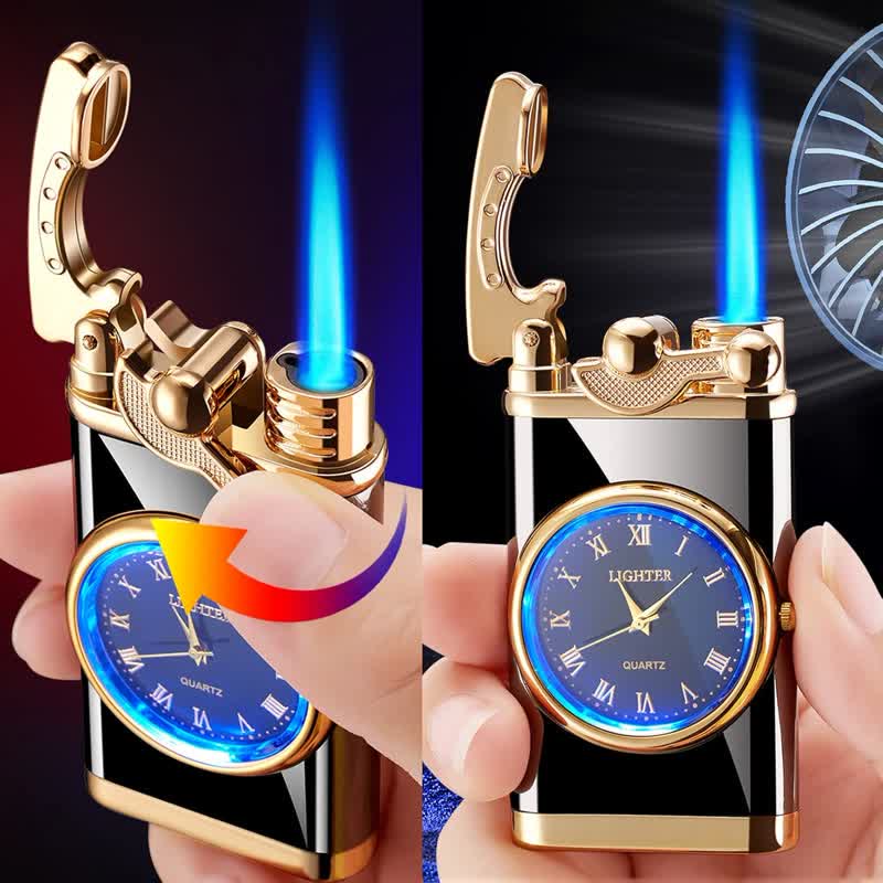 Creative Dial Rocker Arm Inflatable Butane Lighter With Clock - image 6