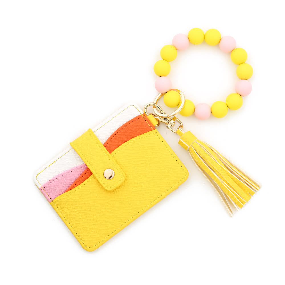 Fashionable Multi-Color Splicing Bracelet Tassel Pendant Wallet - Style #2 - image 1