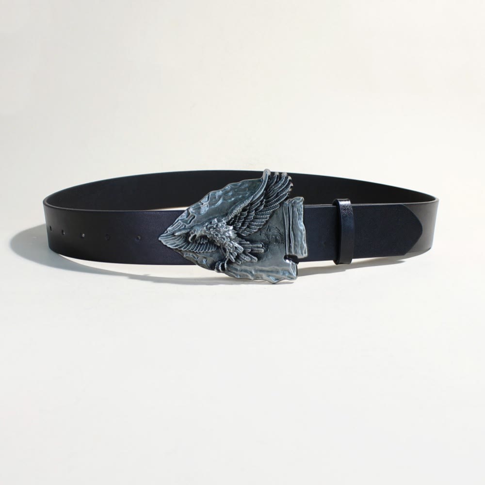 Retro Triangular Eagle Buckle Metal Rivet Black Belt - image 5