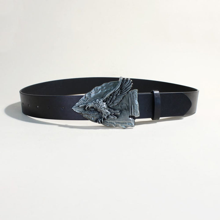 Retro Triangular Eagle Buckle Metal Rivet Black Belt - image 5